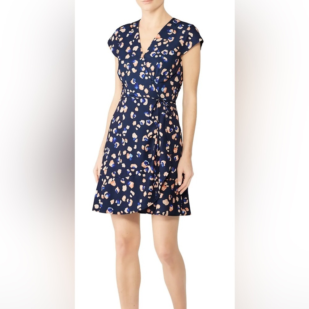 Hutch Clara Leopard Dress  Navy and Peach Wrap Dress